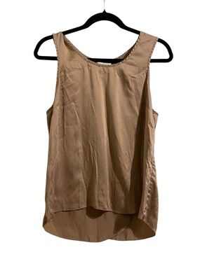 LUNYA Washable Silk Tulip Hem  Sleeveless Top Tan Size Medium